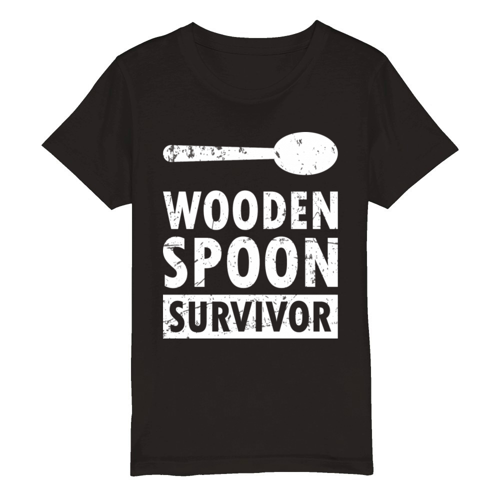 Wooden Spoon Survivor Funny Sayings Cool Organic Kids Crewneck T-shirt