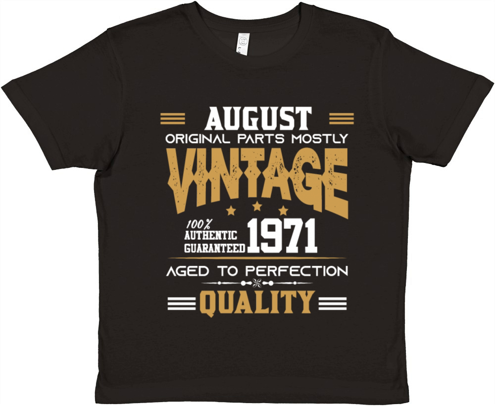 Vintage Aged To Perfection August 1971 Premium Kids Crewneck T-shirt