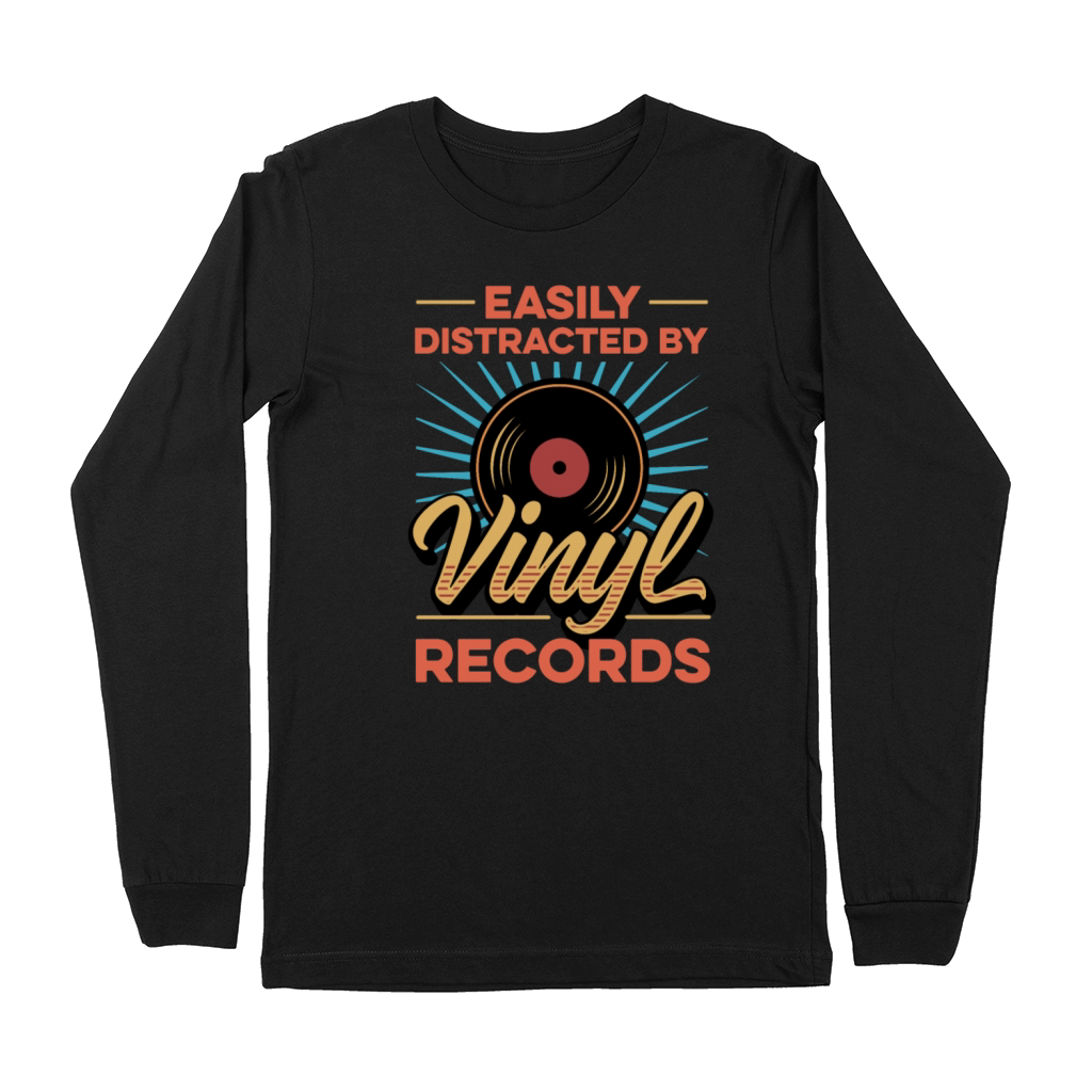 Easily Distracted By Vinyl Records Vintage Vinyls Premium Long Sleeve