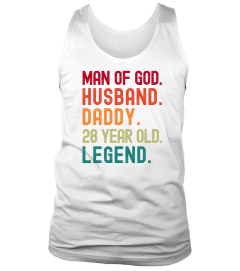 Man of God Husband Dad Funny 28th Birthday Tank Top Unisex