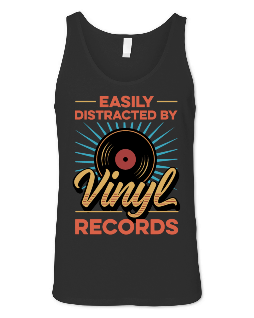 Easily Distracted By Vinyl Records Vintage Vinyls Unisex Jersey Tank
