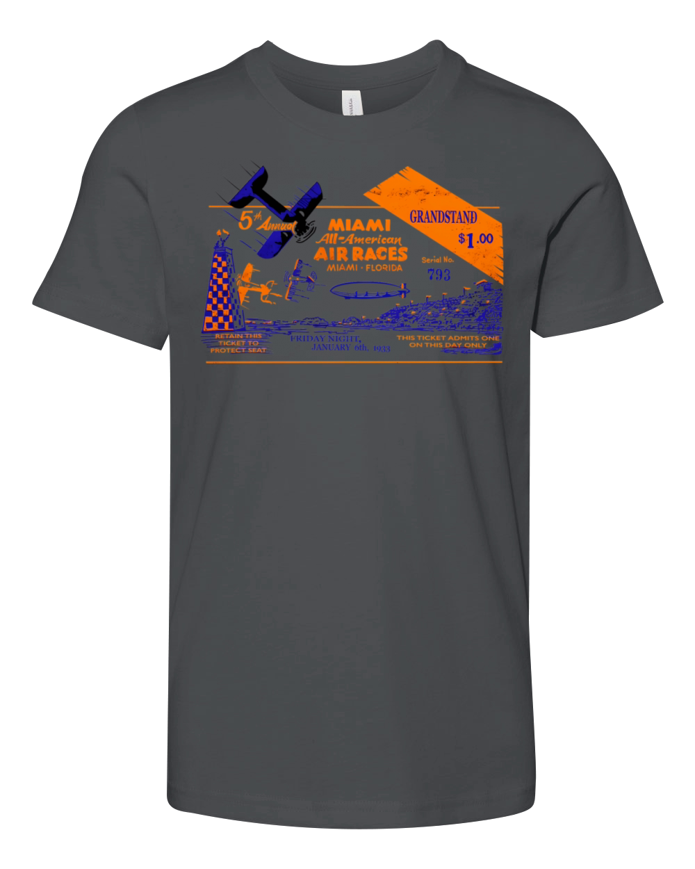 1933 All American Air Races Ticket Youth Unisex Jersey Tee