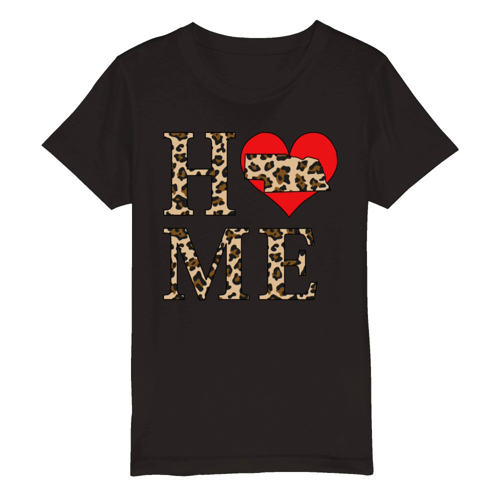 Nebraska Home Leopard Print Organic Kids Crewneck T-shirt