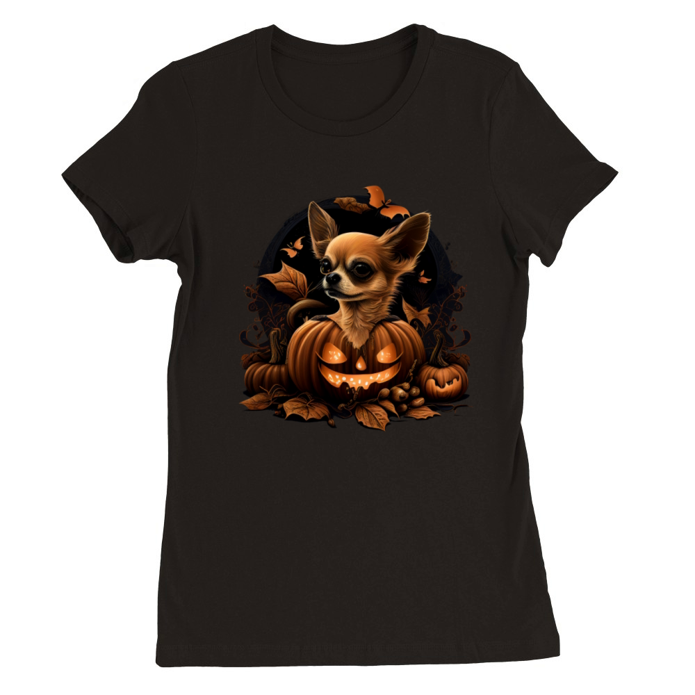 Chihuahua Halloween Costume - Scary Pumpkin Witch Premium Womens Crewneck T-shirt
