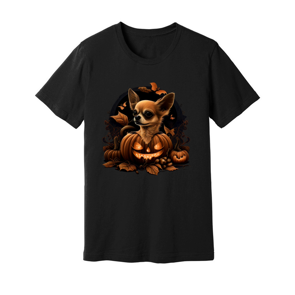 Chihuahua Halloween Costume - Scary Pumpkin Witch Unisex Jersey Tee