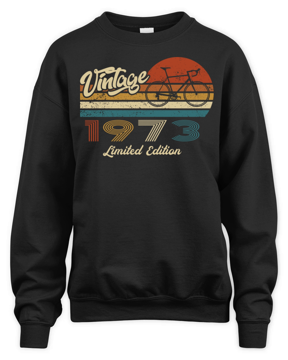 50 Birthday 1973 Vintage Retro Bicycle Cyclist Unisex Premium Crewneck Sweatshirt