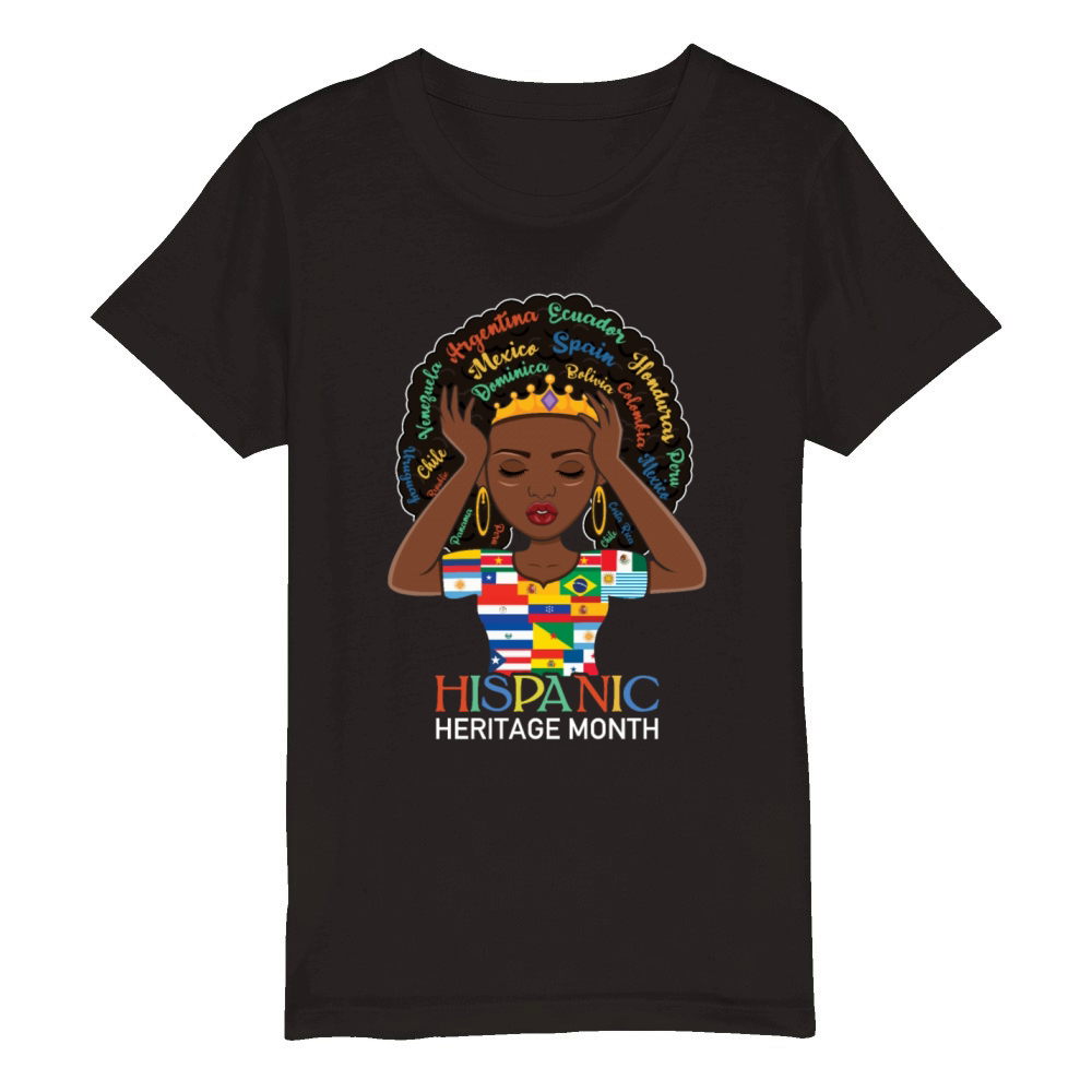 Afro Girl Hispanic National Hispanic Heritage Organic Kids Crewneck T-shirt