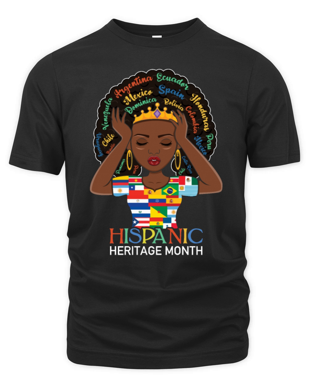 Afro Girl Hispanic National Hispanic Heritage Organic Unisex T-shirt