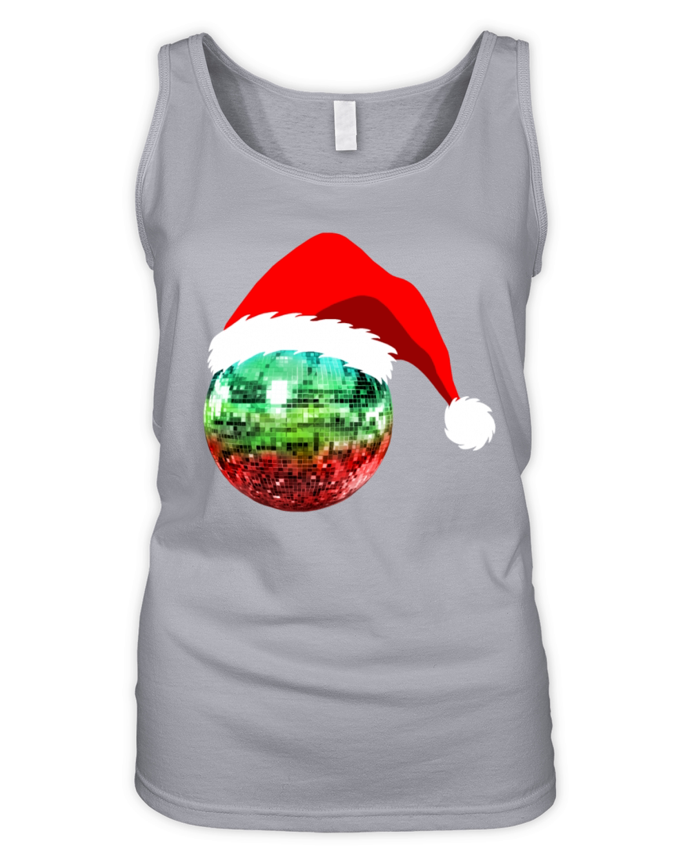 Red and Green Santa Christmas Disco Ball Organic Women's Tank Top