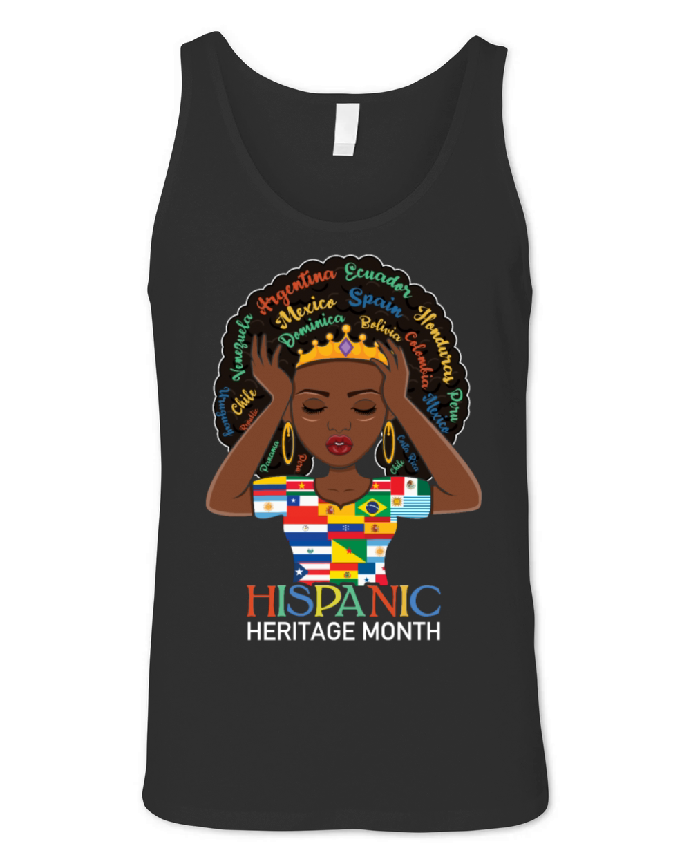 Afro Girl Hispanic National Hispanic Heritage Unisex Jersey Tank