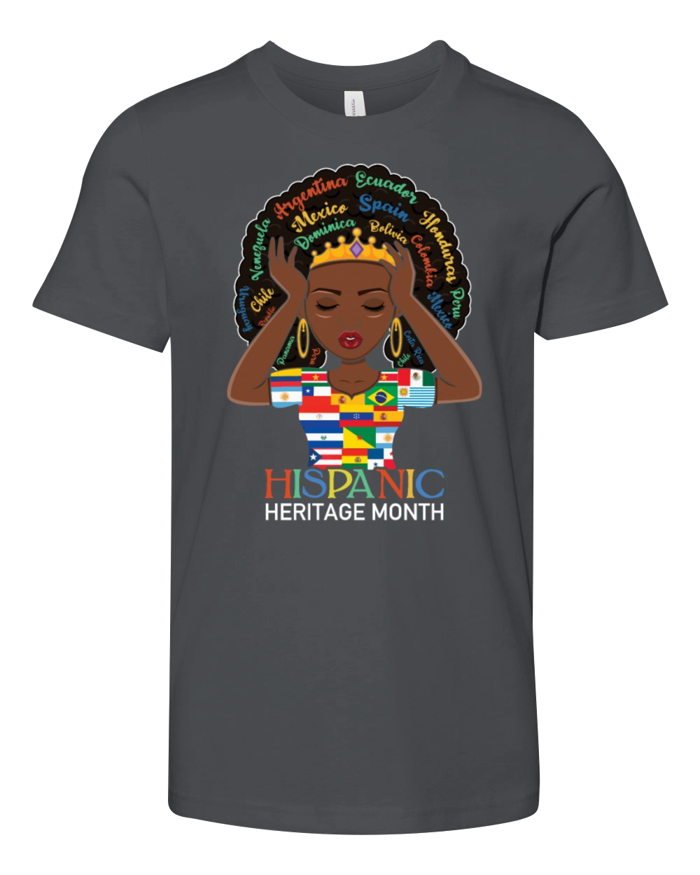 Afro Girl Hispanic National Hispanic Heritage Youth Unisex Jersey Tee