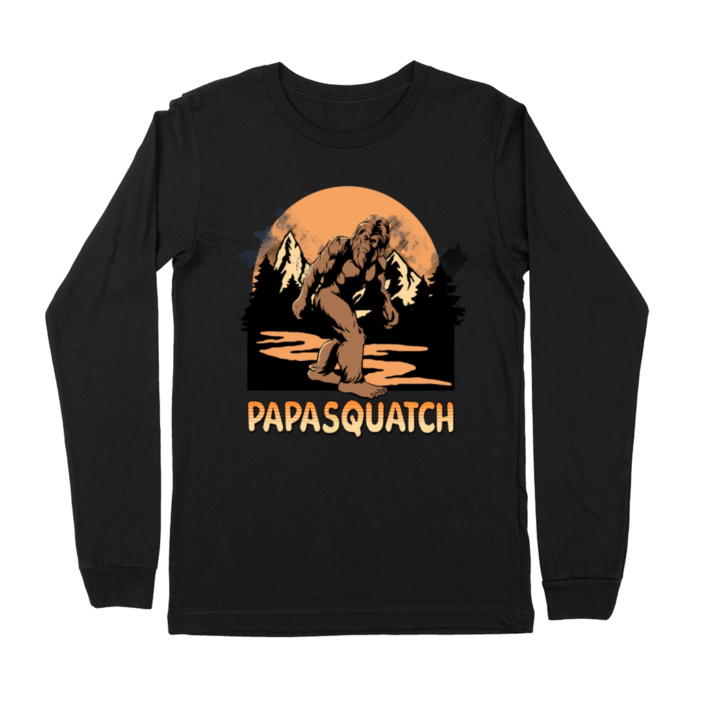 Papasquatch Funny Fathers Day Bigfoot Sasquatch Premium Long Sleeve