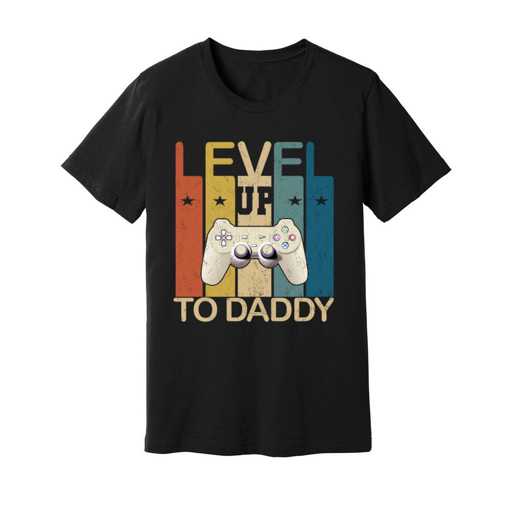 Vintage Level up to Daddy Fathers Unisex Jersey Tee
