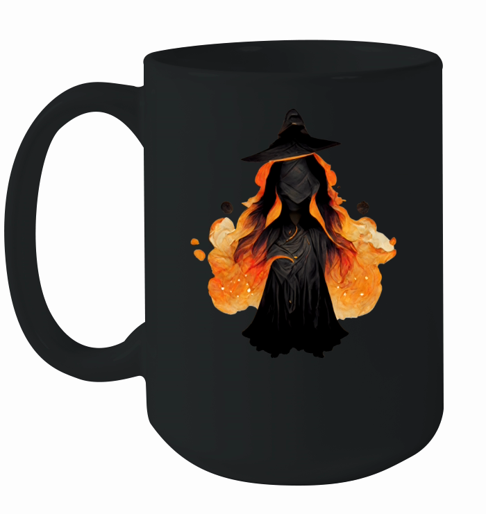 Witch Using Fire Magic Halloween Shirt Ceramic Mug