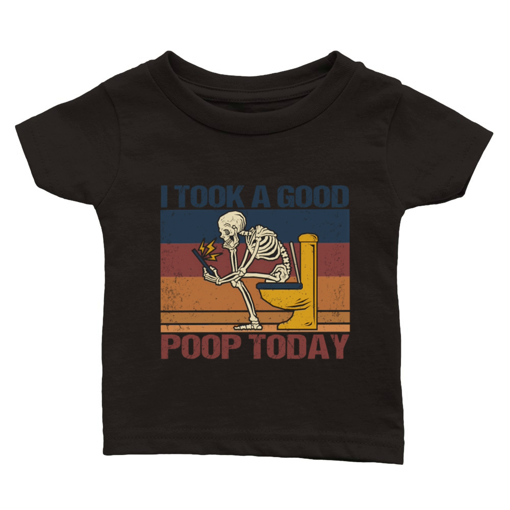 Retro Vintage Poop I Took A Poop Classic Baby Crewneck T-shirt
