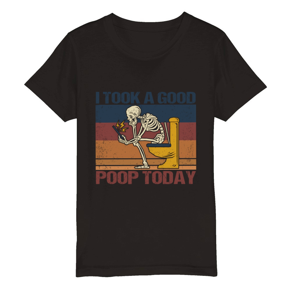 Retro Vintage Poop I Took A Poop Organic Kids Crewneck T-shirt