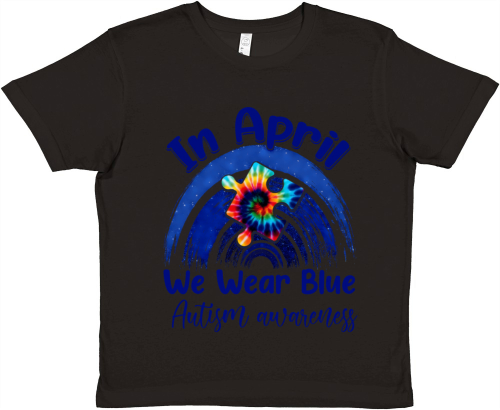 Rainbow Autism In April We Wear Blue Autism Awaren Premium Kids Crewneck T-shirt