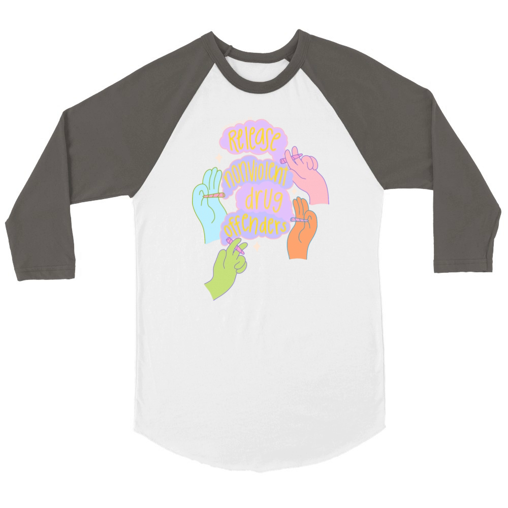 Release Nonviolent Drug Offenders The Peach Fuzz Unisex ¾ sleeve Raglan T-shirt