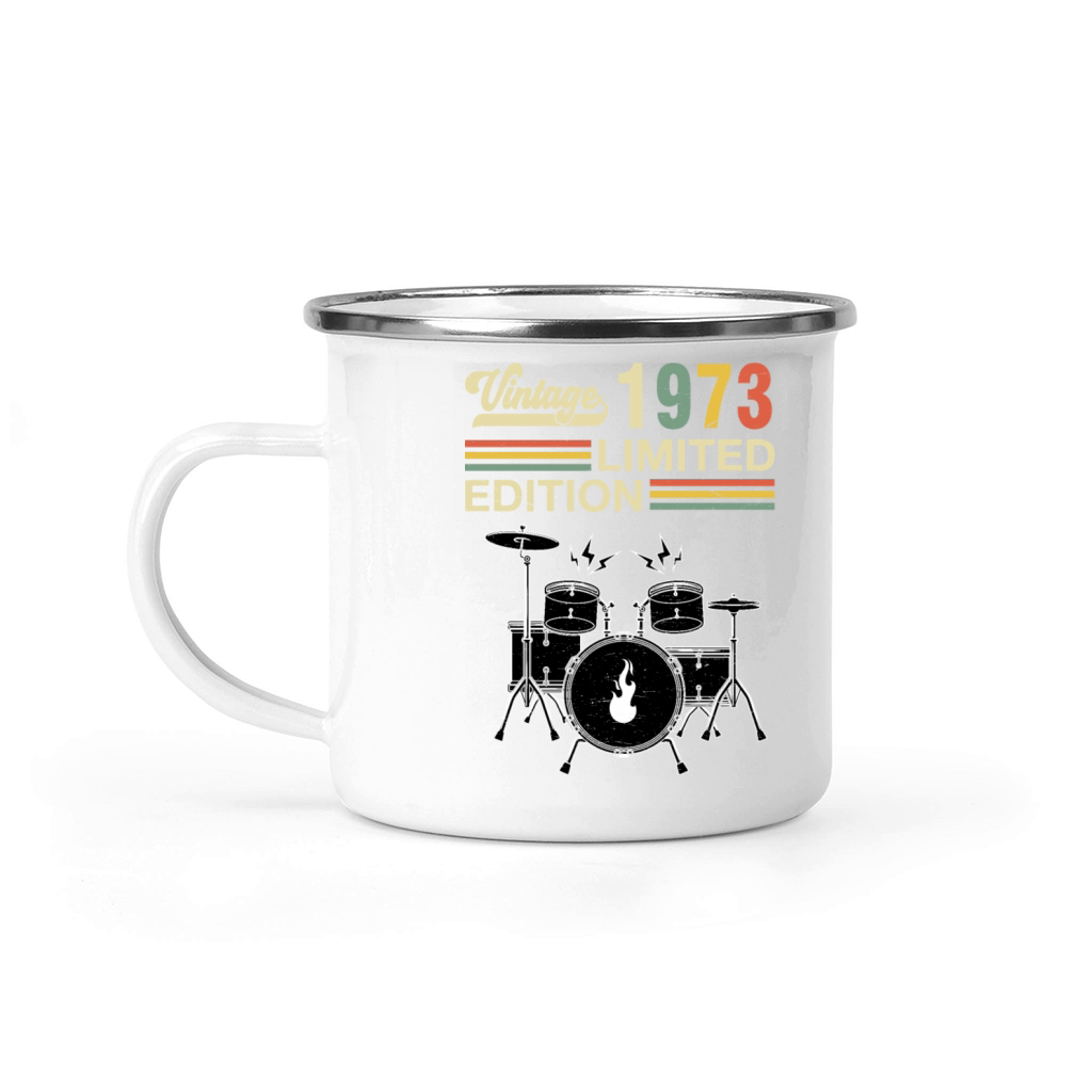 Vintage 1973 Drums 50th Birthday Drummer Camping Mug
