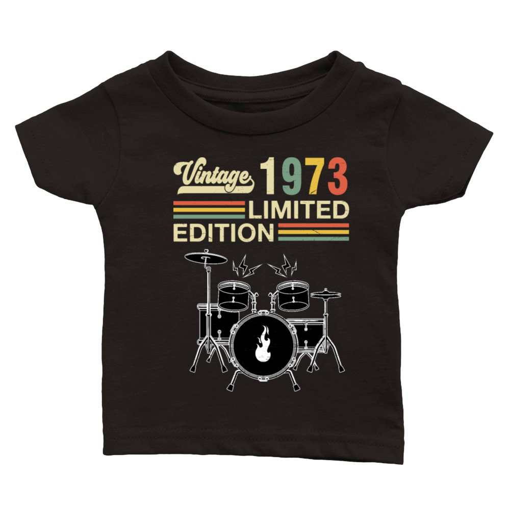 Vintage 1973 Drums 50th Birthday Drummer Classic Baby Crewneck T-shirt