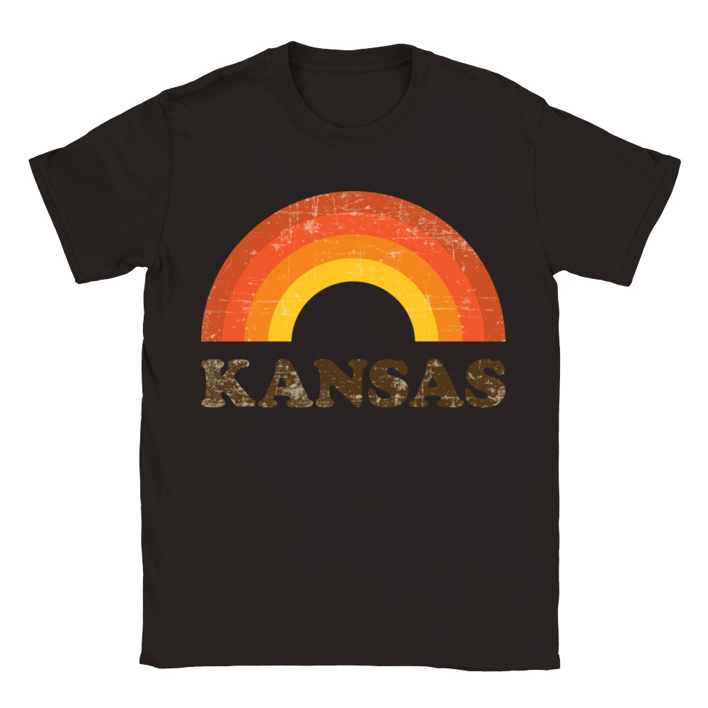 Vintage Kansas Souvenir Retro 60s Rainbow Classic Kids Crewneck T-shirt