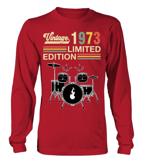 Vintage 1973 Drums 50th Birthday Drummer Long sleeved Unisex