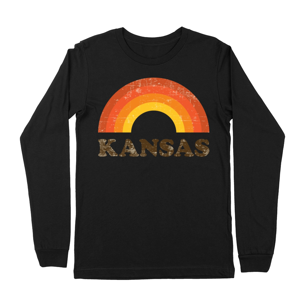 Vintage Kansas Souvenir Retro 60s Rainbow Premium Long Sleeve