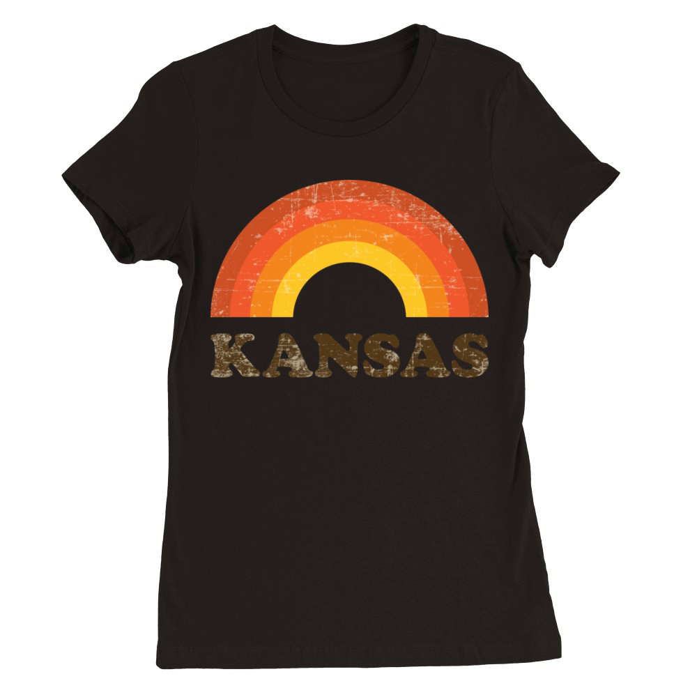 Vintage Kansas Souvenir Retro 60s Rainbow Premium Womens Crewneck T-shirt