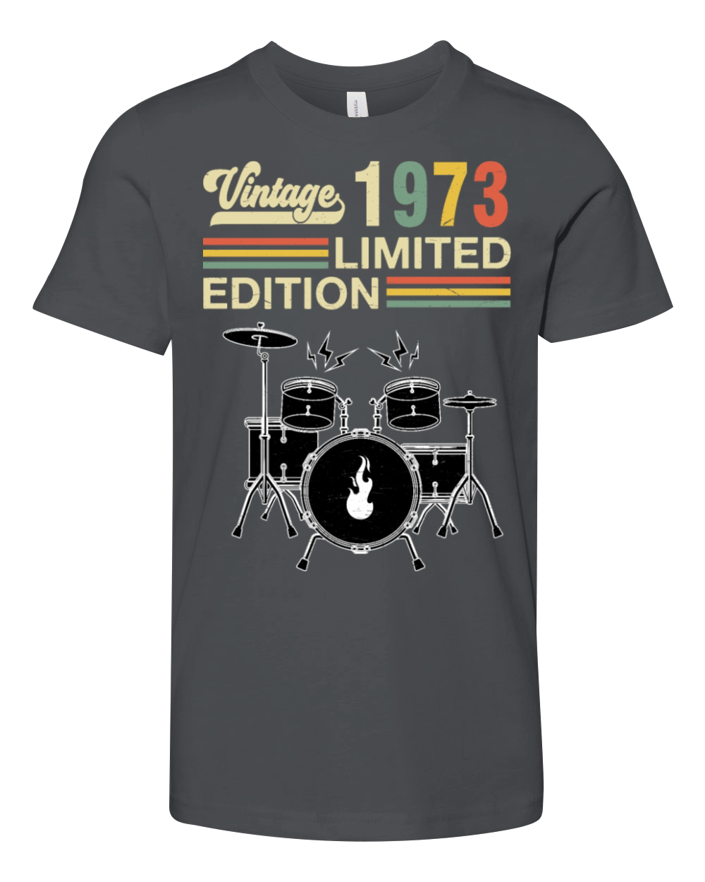Vintage 1973 Drums 50th Birthday Drummer Youth Unisex Jersey Tee