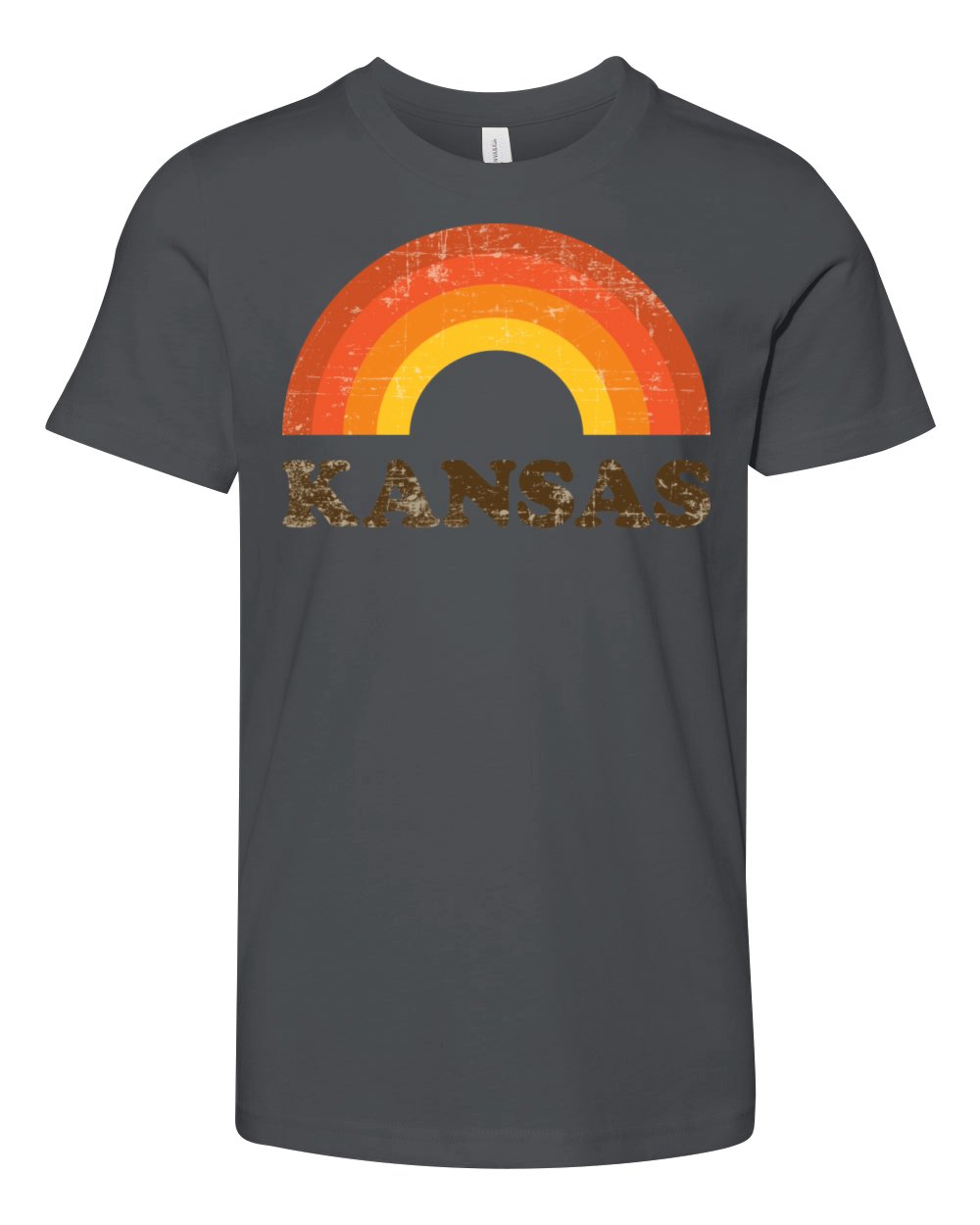 Vintage Kansas Souvenir Retro 60s Rainbow Youth Unisex Jersey Tee