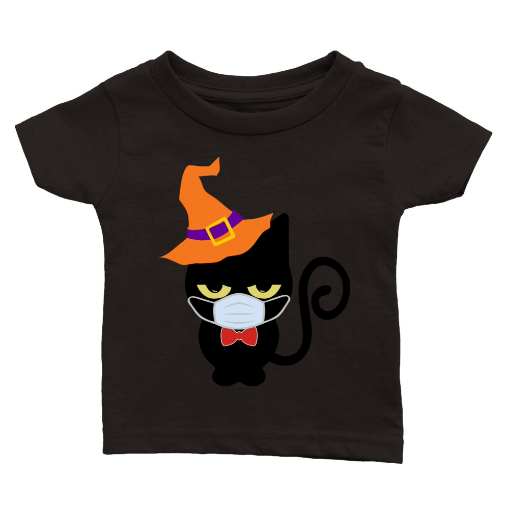 Vintage halloween witch cat Classic Baby Crewneck T-shirt