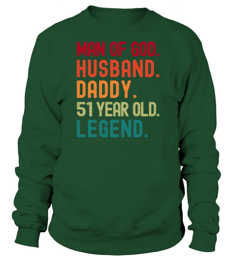 Man of God Husband Dad Vintage 51st Birthday Sweatshirt Unisex