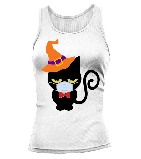 Vintage halloween witch cat Tank top Woman