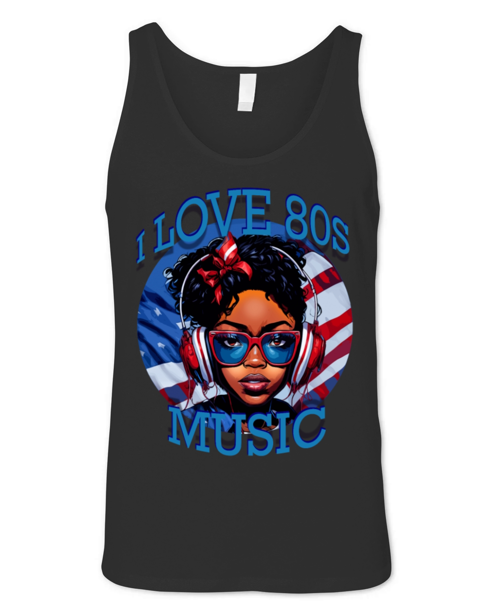 girl usa loves 80s retro music Unisex Jersey Tank