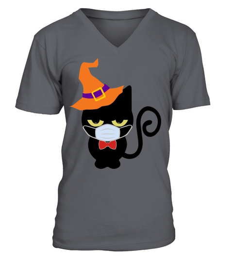 Vintage halloween witch cat V-Neck T-shirt