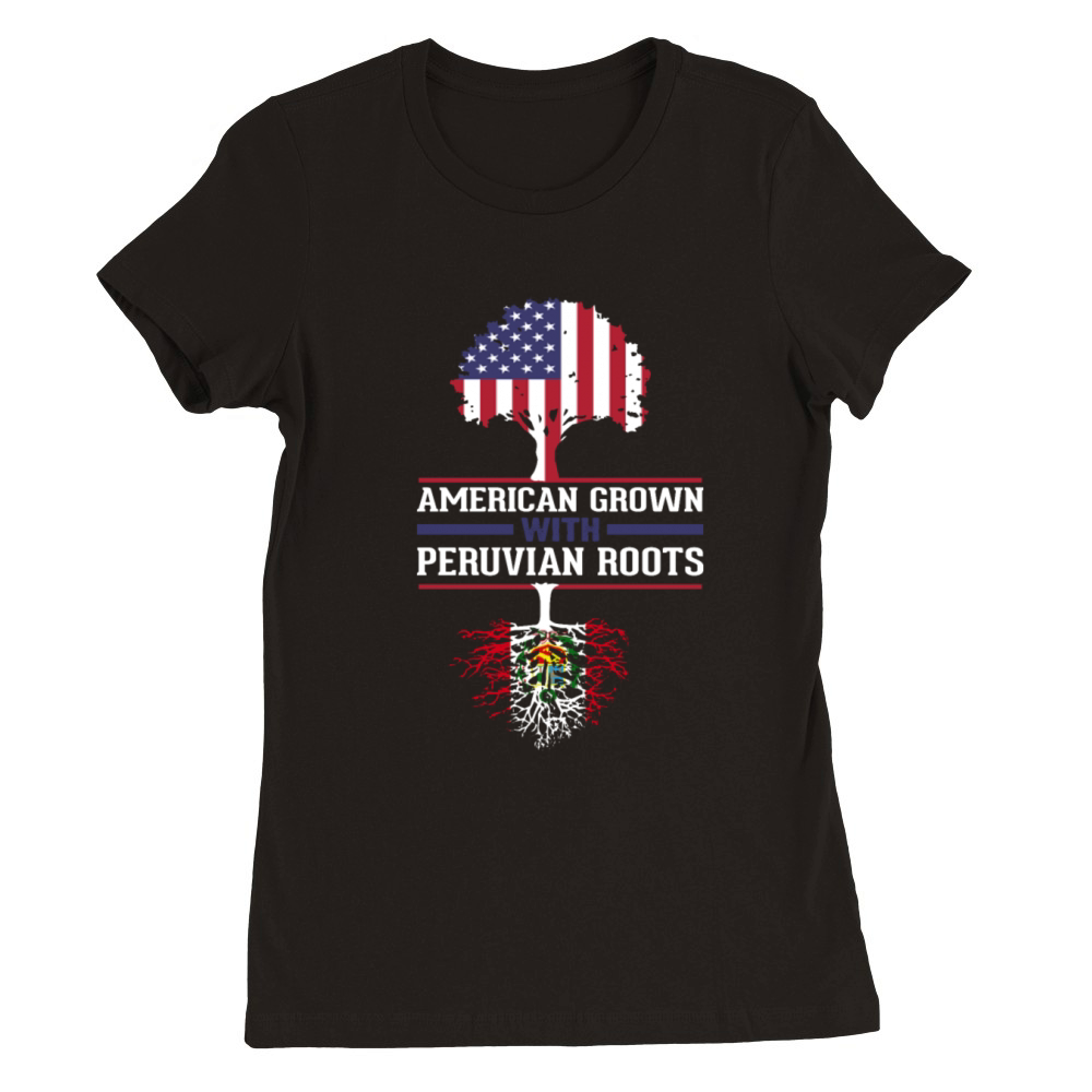 Peruvian American Flag Patriot Roots Premium Womens Crewneck T-shirt