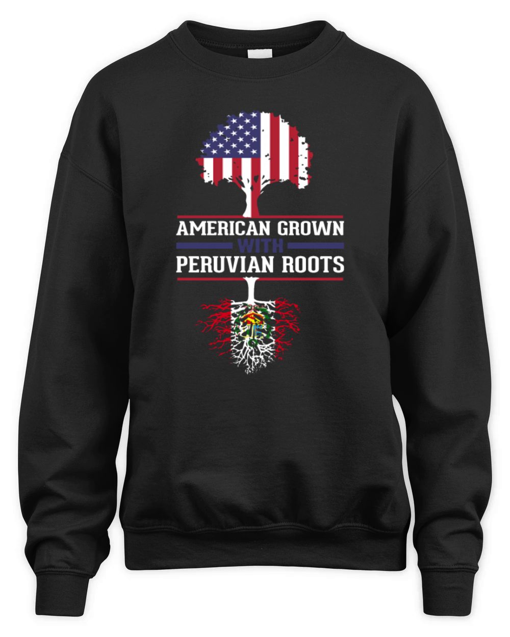 Peruvian American Flag Patriot Roots Unisex Premium Crewneck Sweatshirt