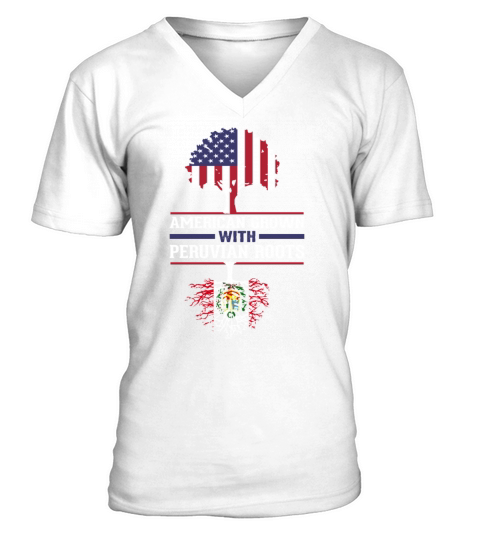 Peruvian American Flag Patriot Roots V-Neck T-shirt