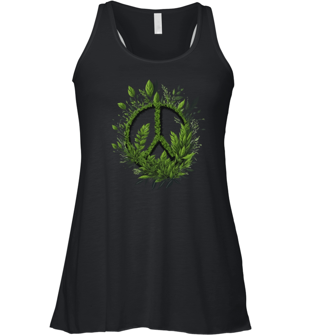 Peace Love Flower Plants Hippie 60s 70s Women's Flowy Tank Top