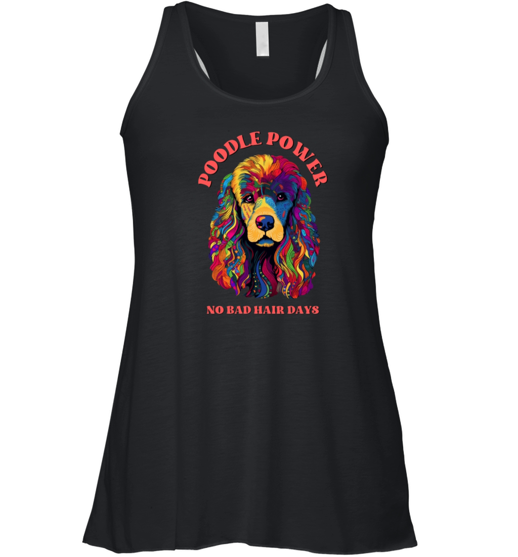 Poodle dog portrait art Women's Flowy Tank Top