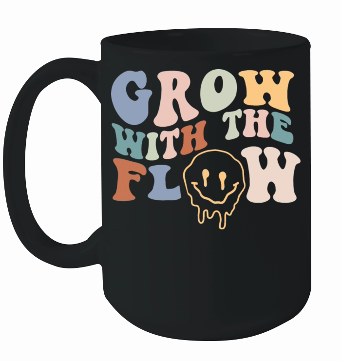 Grow With The Flow 70s Boho Peace Hippie Gift Ceramic Mug