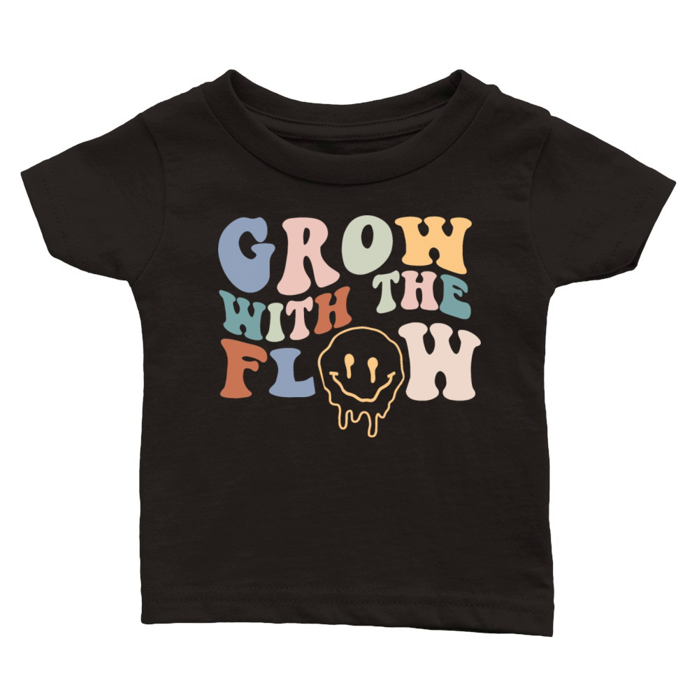 Grow With The Flow 70s Boho Peace Hippie Gift Classic Baby Crewneck T-shirt