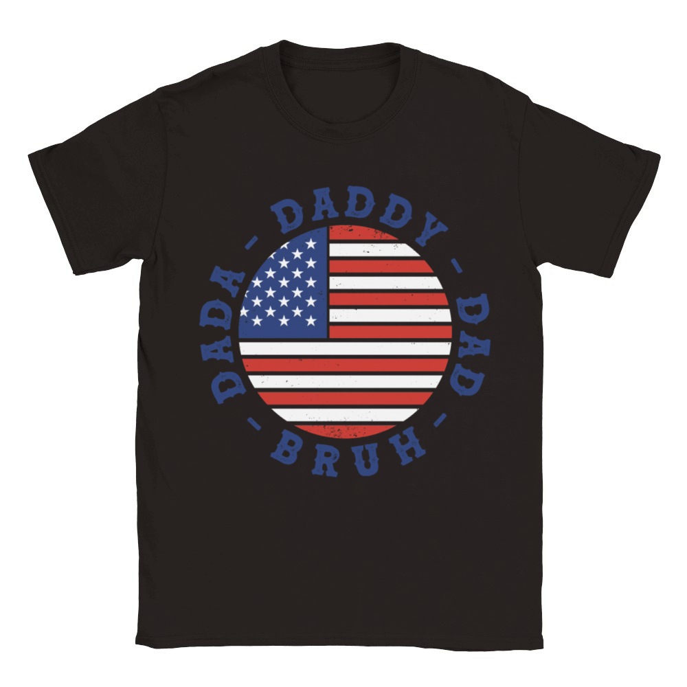 Patriotic Dada Daddy Dad Bruh July 4th USA Flag Classic Kids Crewneck T-shirt