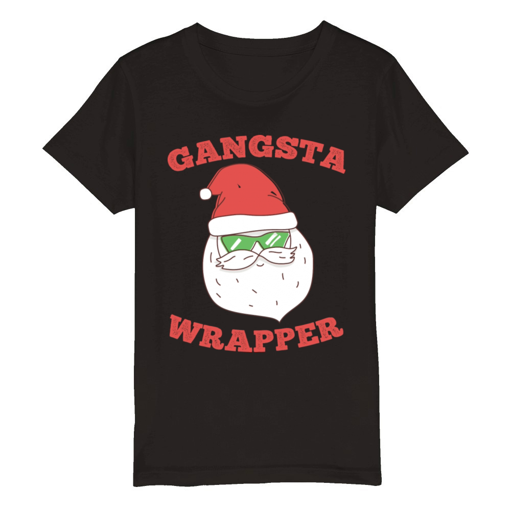 Gangsta Wrapper Santa Organic Kids Crewneck T-shirt