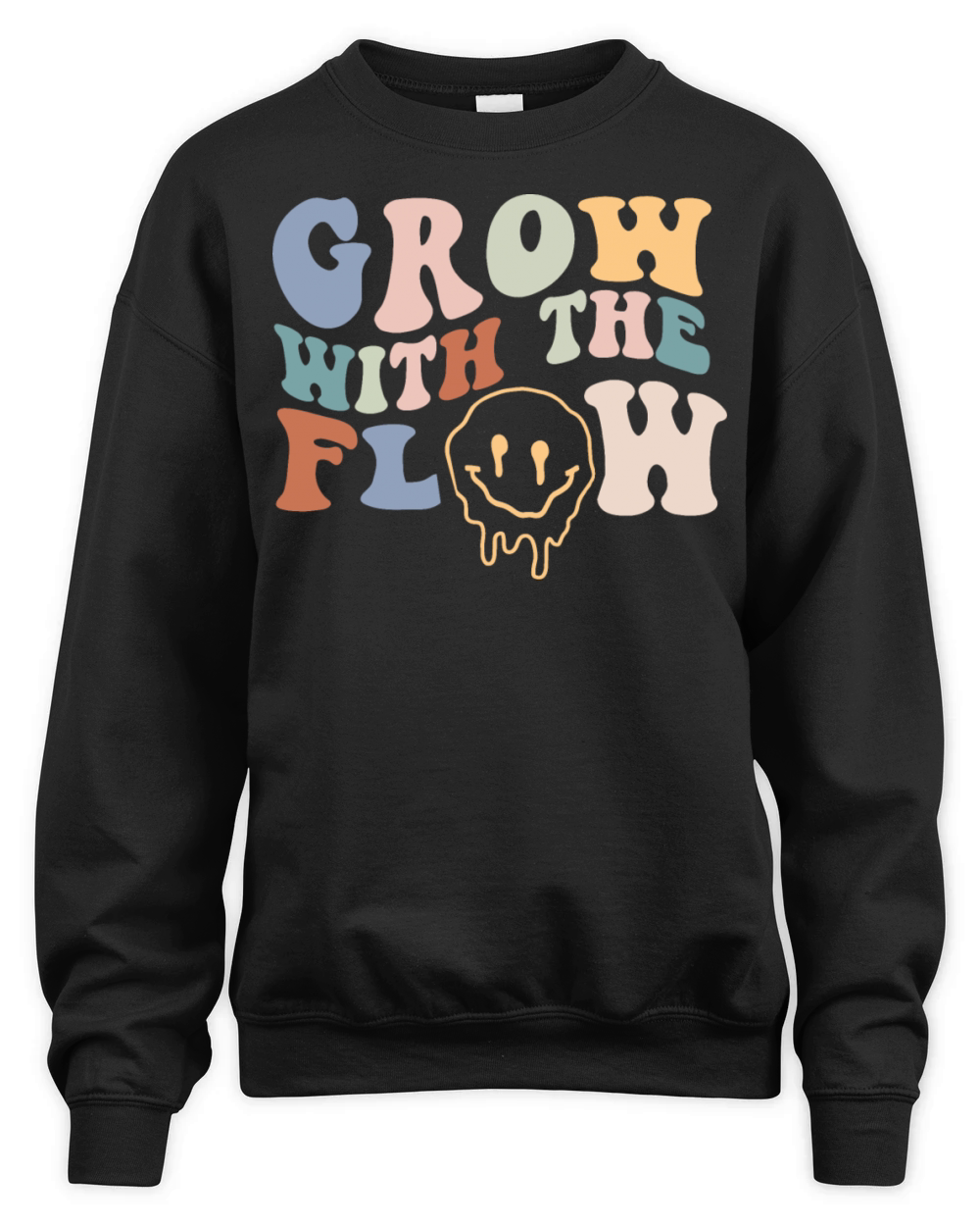 Grow With The Flow 70s Boho Peace Hippie Gift Unisex Premium Crewneck Sweatshirt
