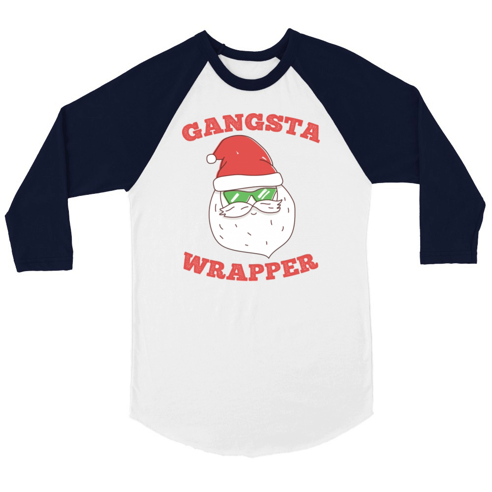 Gangsta Wrapper Santa Unisex ¾ sleeve Raglan T-shirt