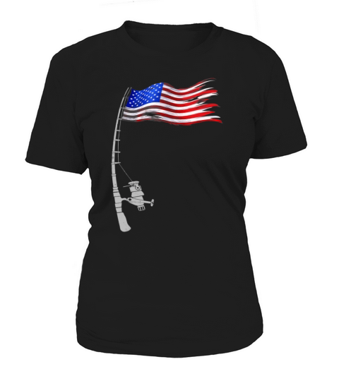 Vintage Fishing Rod American Flag Funny Fishing Women's T-Shirt