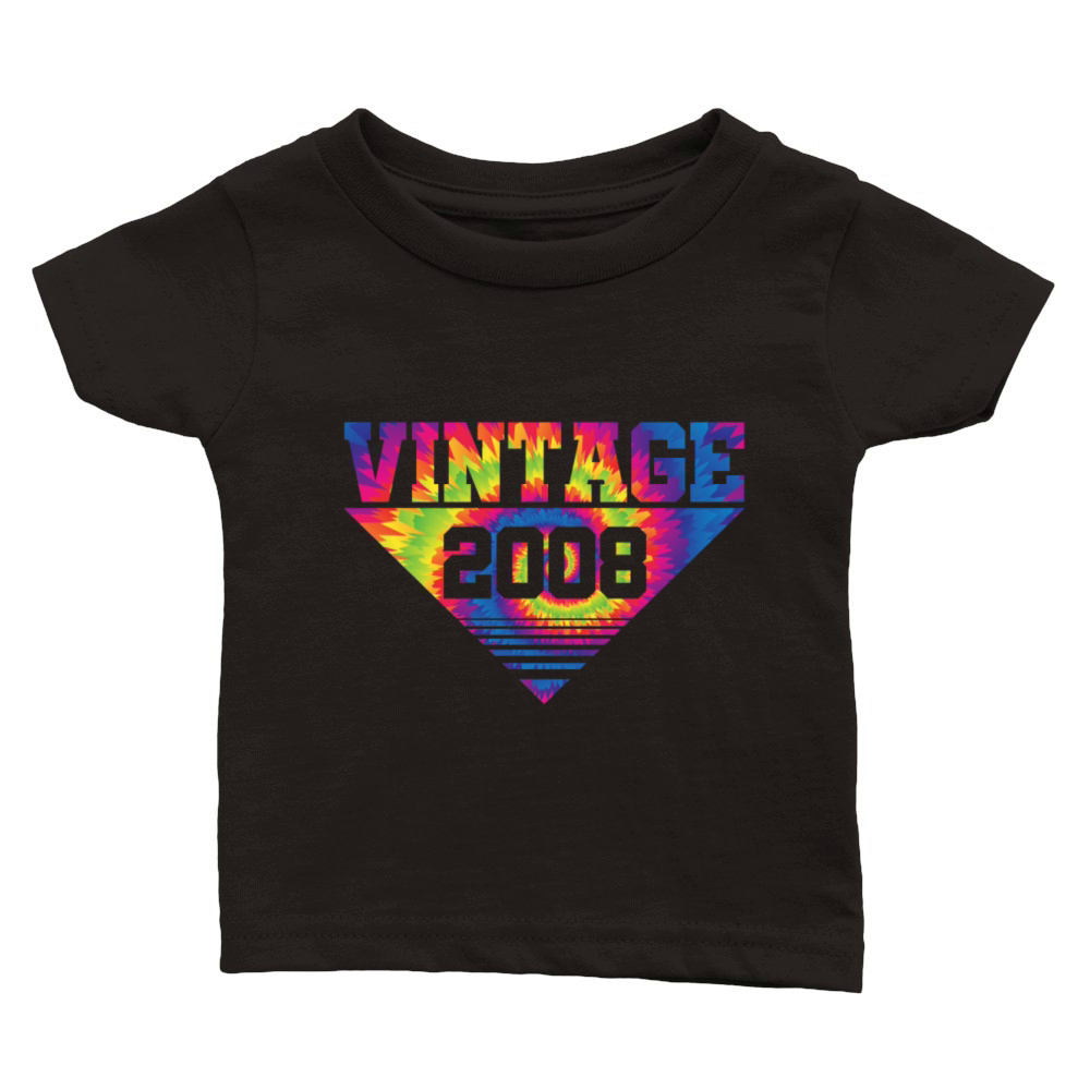 Vintage 2008 Tie Dye Splash Color Triangle Classic Baby Crewneck T-shirt