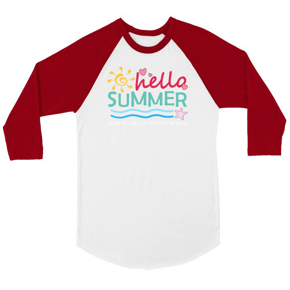 Hello summer Unisex ¾ sleeve Raglan T-shirt