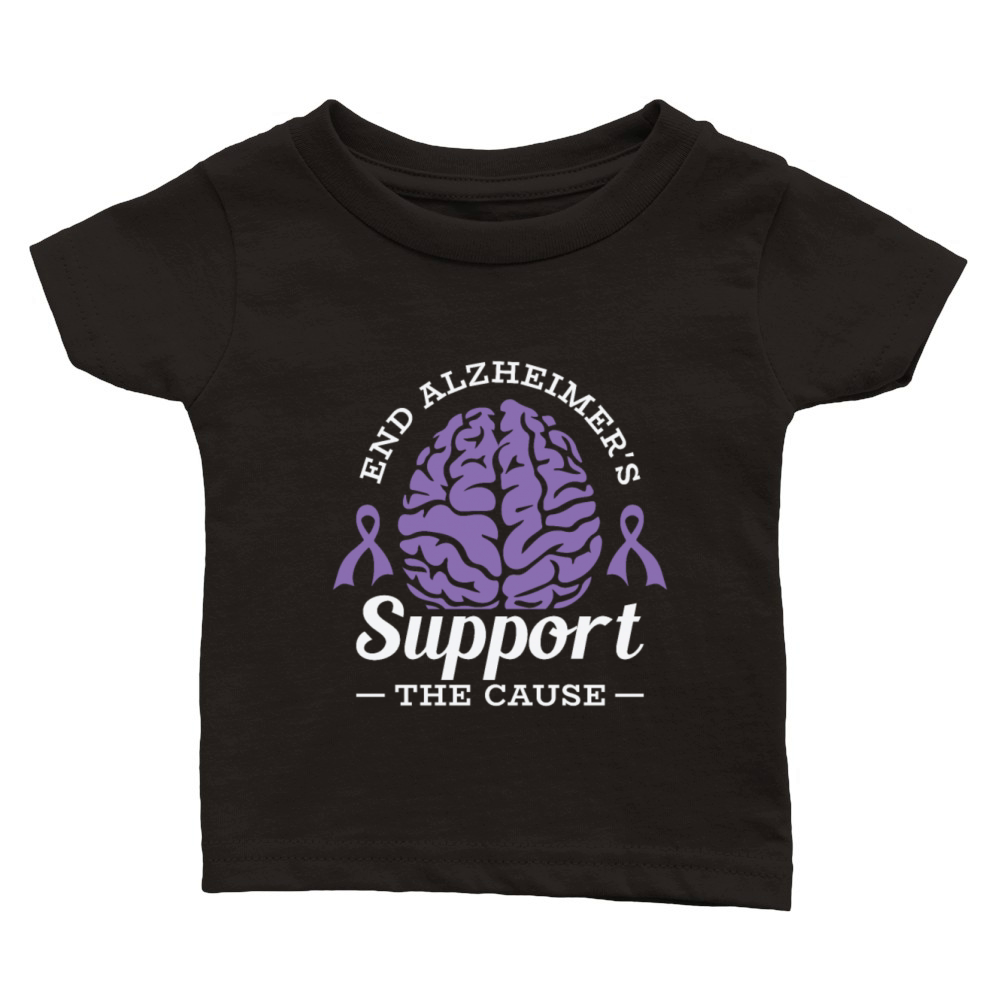 Alzheimers Awareness Purple Ribbon Brain Classic Baby Crewneck T-shirt